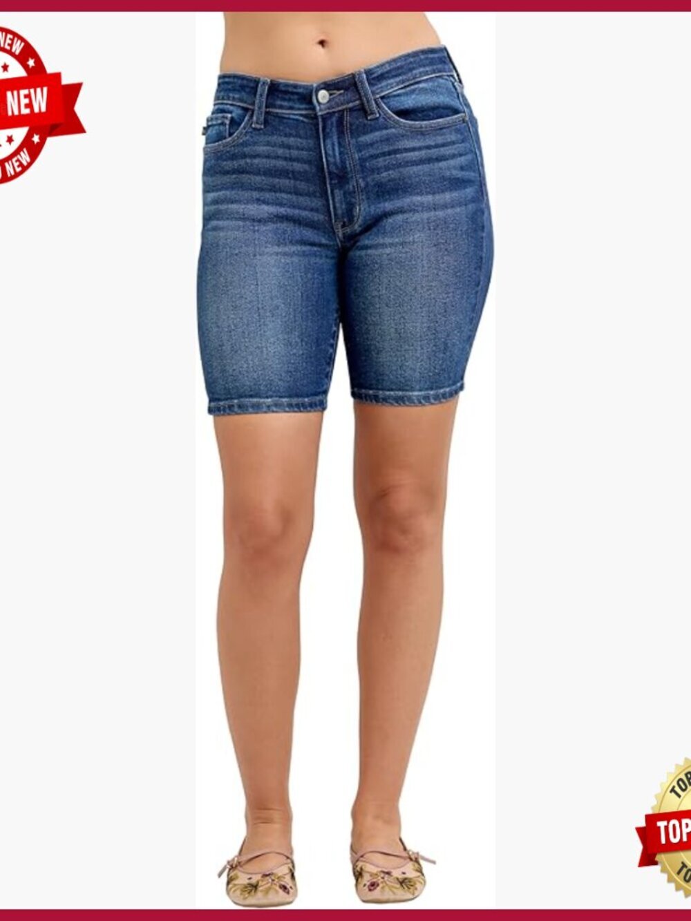 Mid Rise Bermuda Shorts with Tummy Control